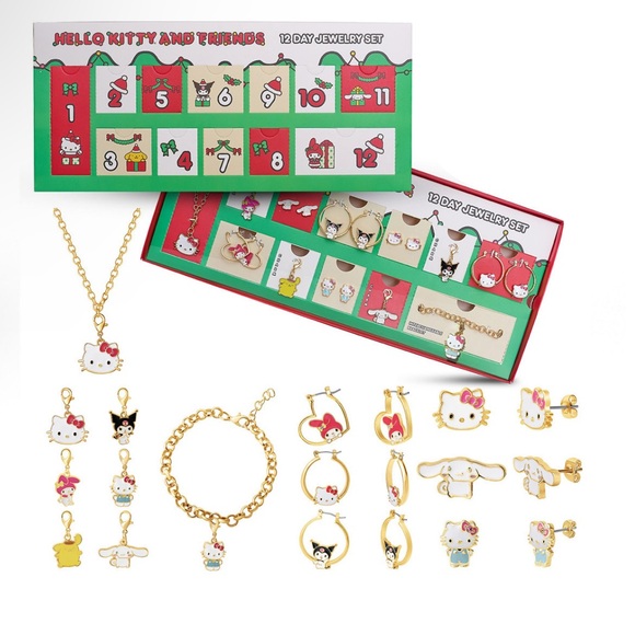 Hello Kitty Sanrio Jewelry Advent Gift Set Earrings, Necklace, Bracelet & Charms - Picture 2 of 13